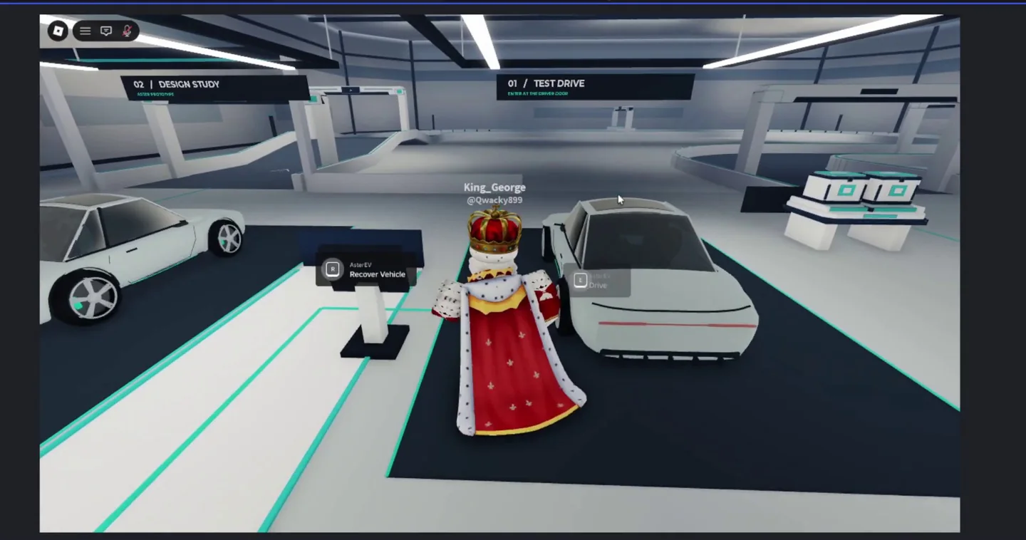 Vehicle and physics demonstration inside a spacious testing garage